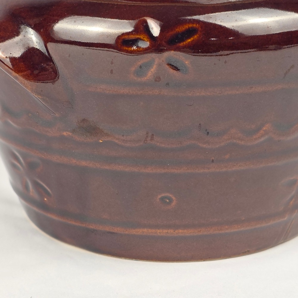 MAR‎ CREST Vtg Crock Pot Oven Proof Stoneware with Lid Brown 2 Handles Bean Pot - Picture 12 of 16